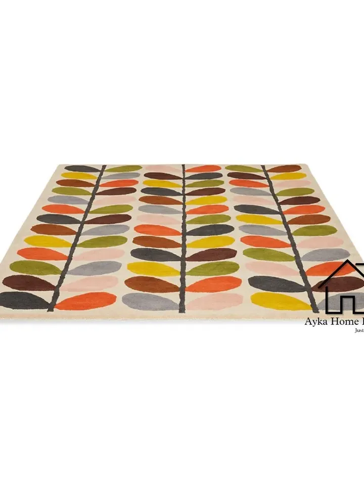 Leave Multicolor Hand Tufted Wool Area Rug Modern Area Rug Handmade Area Rug Hand Tuft Rugs Morden Rugs Living Room Vintage Rugs Christmas
