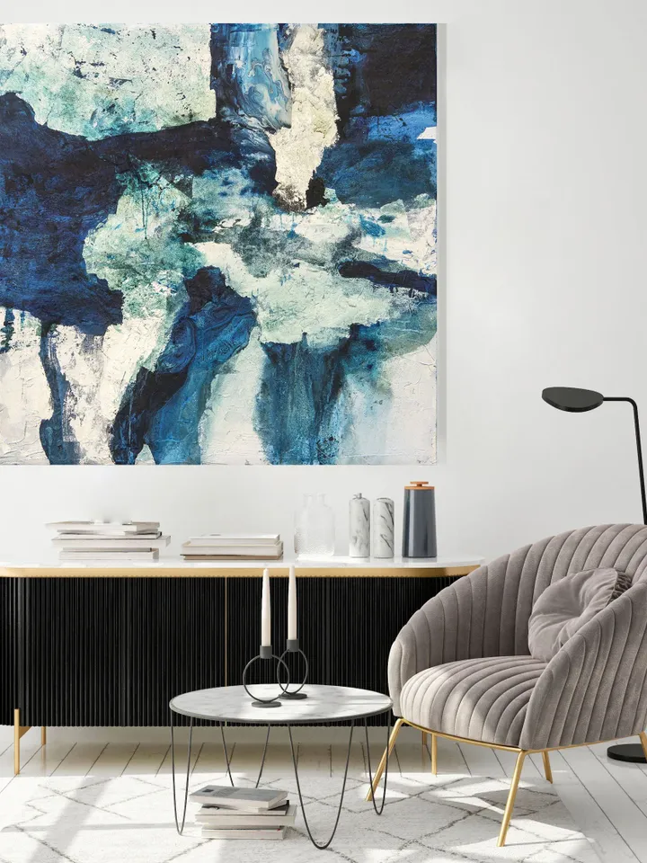 Navy Blue Abstract Art, Large Square Wall Art, Dark Blue Wall Art, Contemporary Wall Art, Textured Wall Art large, Luxurious Abstract Canvas