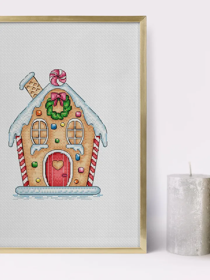 Christmas Gingerbread House Cross Stitch PDF, Merry Christmas Cross Stitch, Cross Stitch pattern Gingerbread, Gingerbread Christmas House