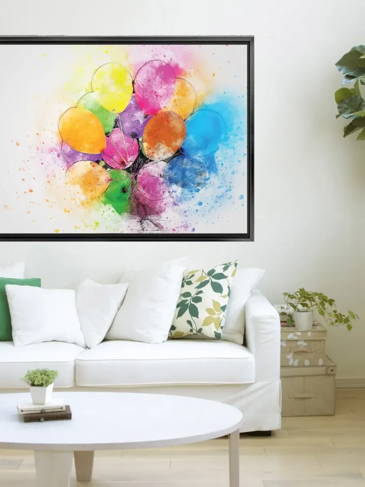 Air balloon Print on Canvas , Floating Frame Option, Modern Wall Art, Extra Large Canvas Wall Art