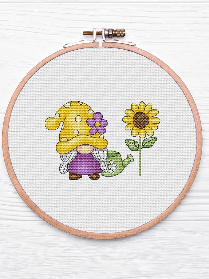 Summer Gnome Cross Stitch Pattern, Garden Gnome Cross Stitch Pattern Pdf, Funny Spring Dwarf, PDF Instant Download, Small Kawaii Embroidery $5.00 | Buy online with delivery summer-gnome-cross-stitch-pattern-garden-gnome-cross-stitch-pattern-pdf-funny-spring-dwarf-pdf-instant-download-small-kawaii-embroidery-5-00-buy-online-with-delivery