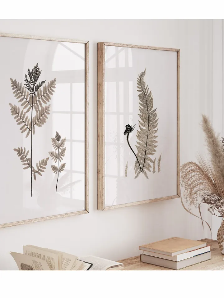 Vintage Fern Prints set of 2 Wall Art, Watercolor Painting Botanical PRINTABLE Home Decor, Digital Downloadable | 28 S2