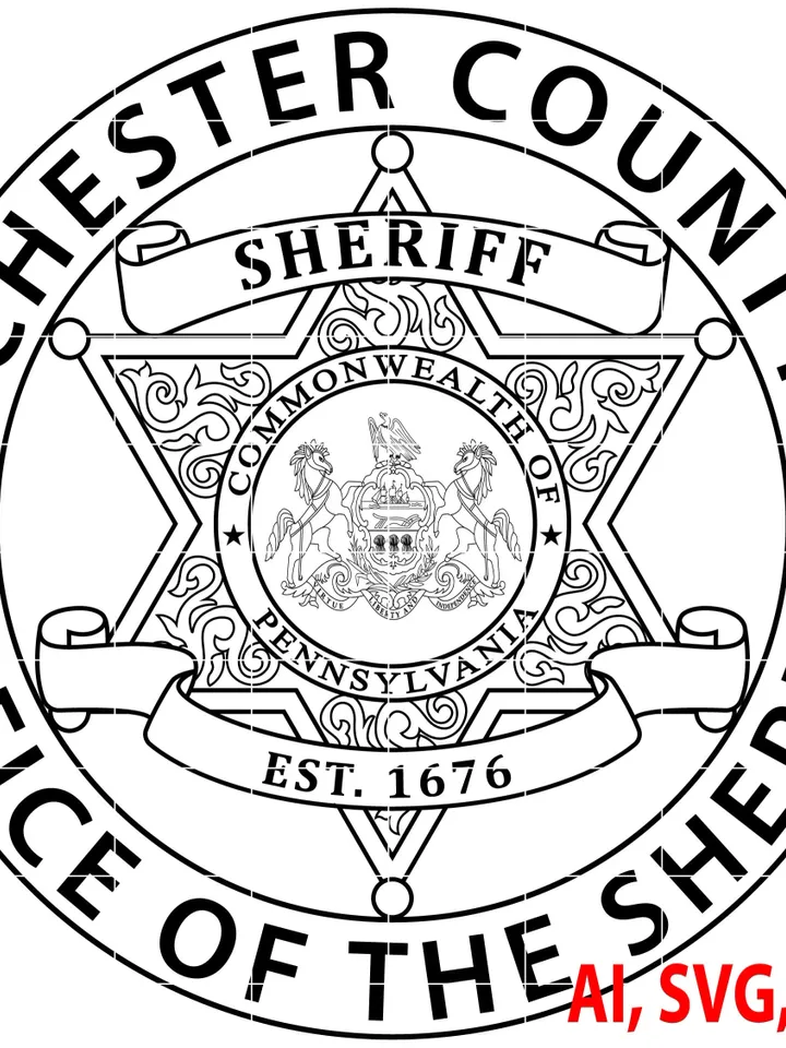 Commonwealth of Pennsylvania Chester County Office of The Sheriff Badge, Logo, Seal, Custom, Ai, Vector, SVG, DXF, PNG, Digital