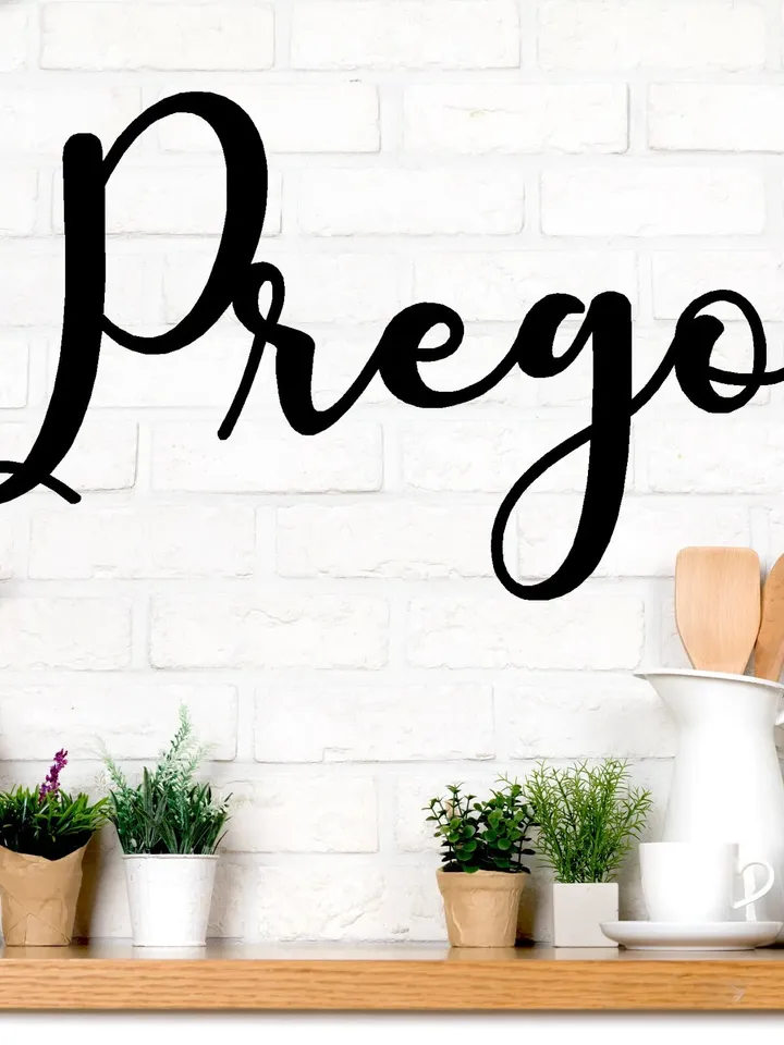 Prego Metal Sign, Metal Word Sign, Prego Thank You sign, Italian Restaurant Sign, Italian Kitchen Decor, Prego word sign