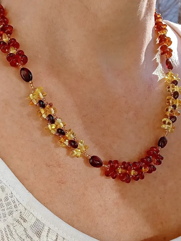 Baltic amber necklace Natural amber jewelry handmade Bright colorful multicolor Holiday beaded gemstone necklace jewelry