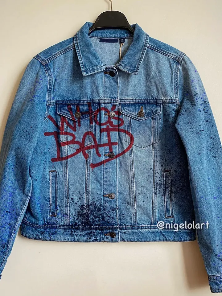 Michael Jackson Painted denim jacket Custom jacket Portrait from photo Personalized order Black denim jacket shirt