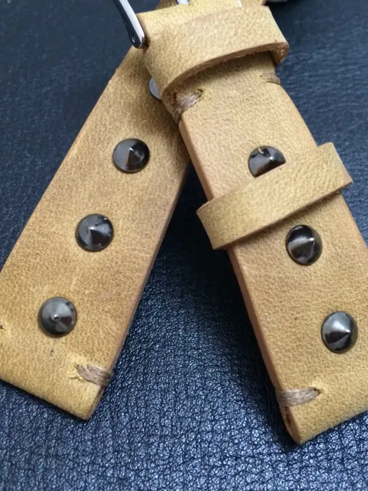 leather watch band, leather watch strap, 20mm watch band, 20mm strap, 19mm watch strap, 16mm buckle, khaki watch band, FREE SHIPPING