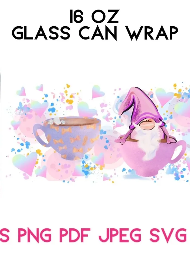7 Designs Gnome's Big Bundle 16 oz Libby Glass Can WrapTumbler designs patterns all tumbler bundle in the shop 2023 design sublimation