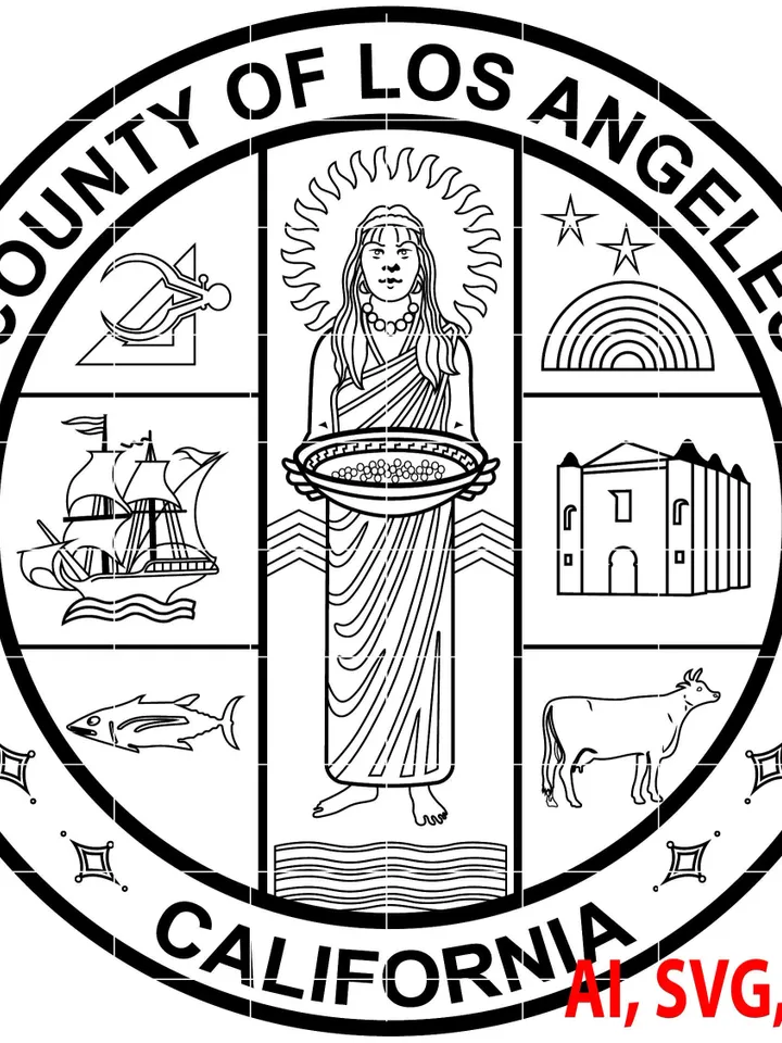 Seal of Los Angeles County, California, Badge, Logo, Seal, Custom, Ai, Vector, SVG, DXF, PNG, Digital