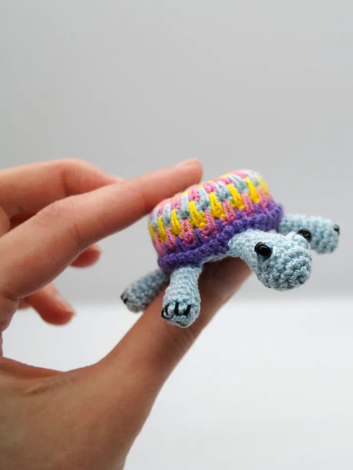 Miniature crochet turtle multicolor, Anxiety pet turtle, Turtle keychain or Car mirror pendant, Colorful Squishy toy