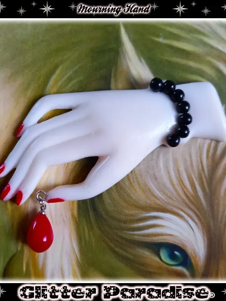 Mourning Hand Blood Drop - Brooch - Victorian Mourning Jewelry Inspired - 19th Century - Victorian Sentimental Jewelry - Glitter Paradise®