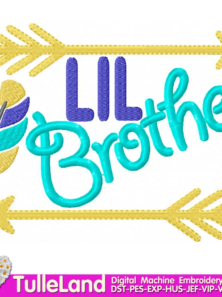 Lil brother Big brother feather & arrows little bro sibling Design for Machine Embroidery