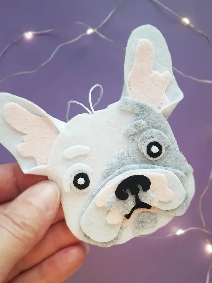 Bulldog Christmas ornaments felt pattern , Animals svg files cricut, Gifts dog lovers, Advent Calendar, Stocking Stuffer