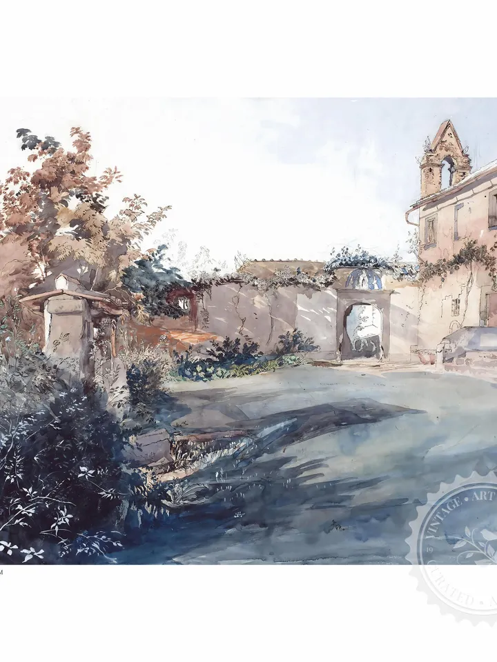 Italy Wall Art Watercolor Florence Vintage Print, Village Landscape Painting, Italian Printable Farmhouse Wall Decor | 119