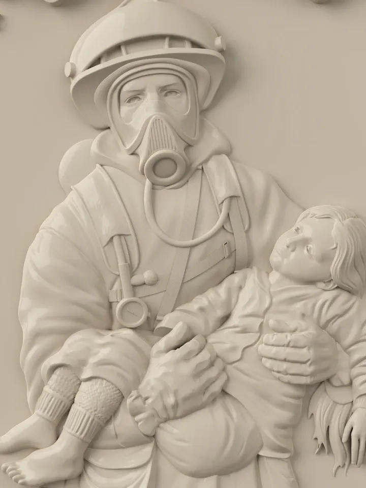 3D Model STL CNC Router file 3dprintable Firefighter Panel