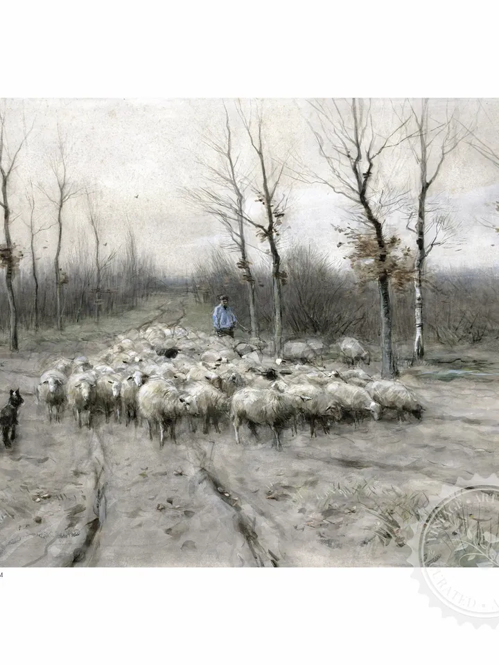 Sheep Painting Vintage Art Print, Muted Tones Farmhouse Decor, Printable Wall Art | 81