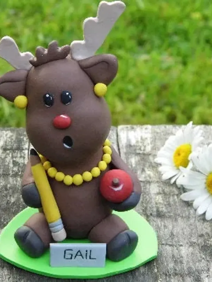 Christmas Reindeer Figurine, Christmas Gift for Family, Christmas Gift For Kids, Custom Reindeer Clay Animal Figurine For Birthday Christmas