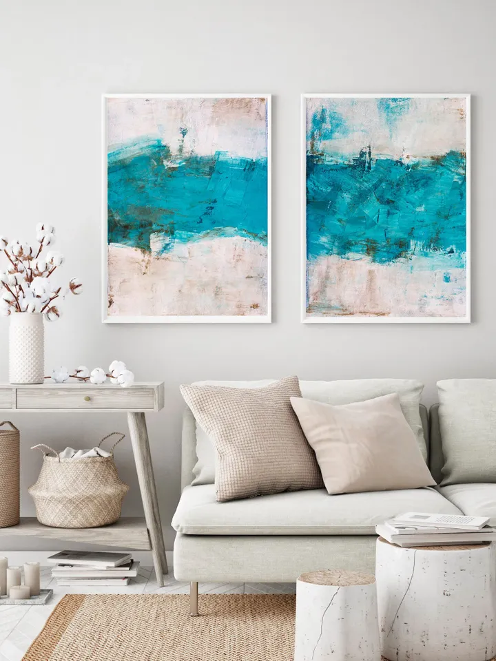 Blue Turquoise Abstract Painting, Turquoise Painting, Turquoise Wall Art, White Textured Painting,Large Textured Painting,Painting on canvas