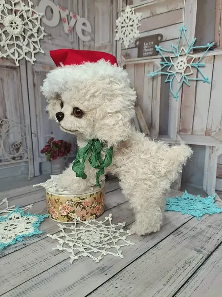 Christmas dog gift Stuffed dog Plush puppy in a red hat