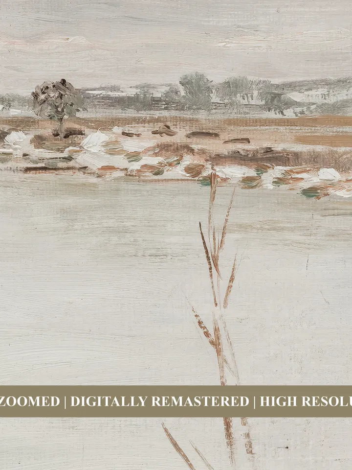 Spring Landscape Painting Vintage Artwork, Farmhouse Printable Wall Decor, Instant Download Art | 143