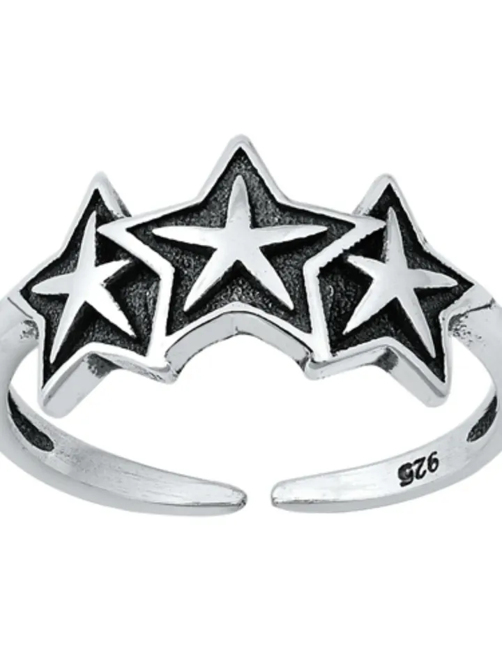 Toe Ring, Toe Rings, Sterling Silver Toe Ring, Sterling Silver Star Toe Ring, Star Toe Ring, Adjustable Toe Ring, Size 3 4 5 6 Rings women