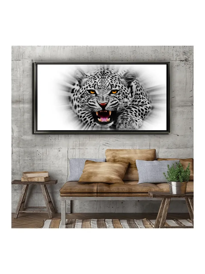 Wild Leopard Print on Canvas , Floating Frame Option, Modern Wall Art, Extra Large Canvas Wall Art