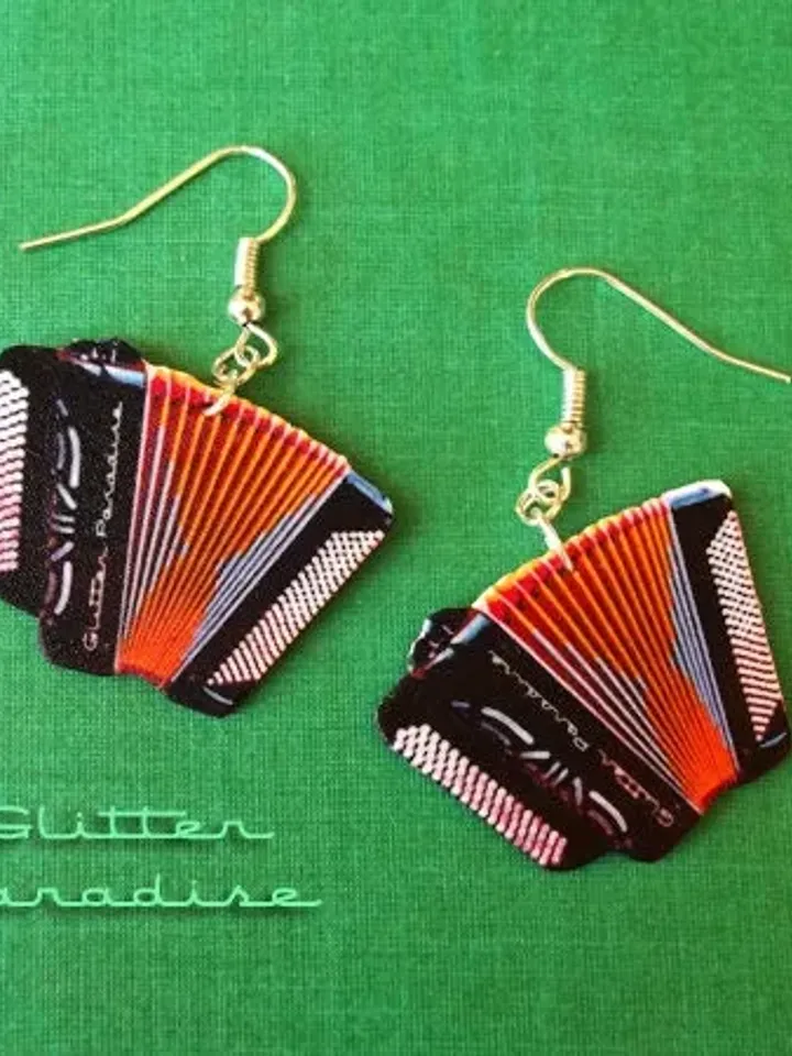 Accordéons - Earrings - Accordions - France - Music - Accordionist - Yvette Horner - Accordion Instrument - Bal Musette - Glitter Paradise®