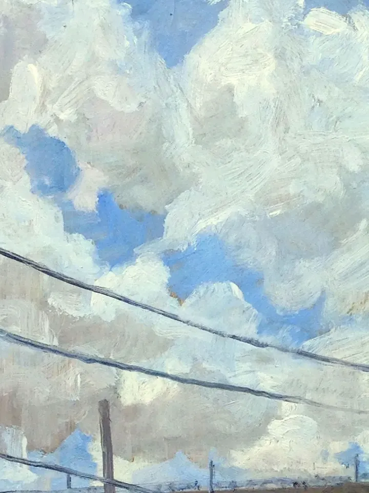 New York City Landscape Painting - Spring Light/High Bridge NYC - 11x14 Oil on Panel, Urban Industrial Realism, Signed Original Bronx Oil