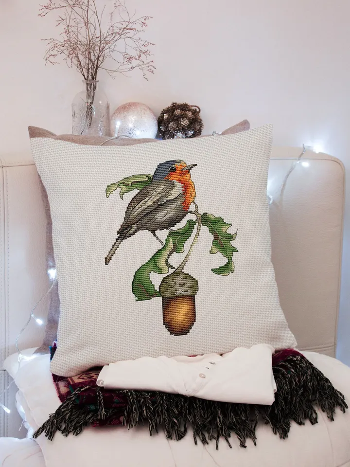 Robin Cross Stitch Pattern PDF, Bird Cross Stitch, Modern Cross Stitch, Cute Birds Embroidery, PDF Beginner Pattern