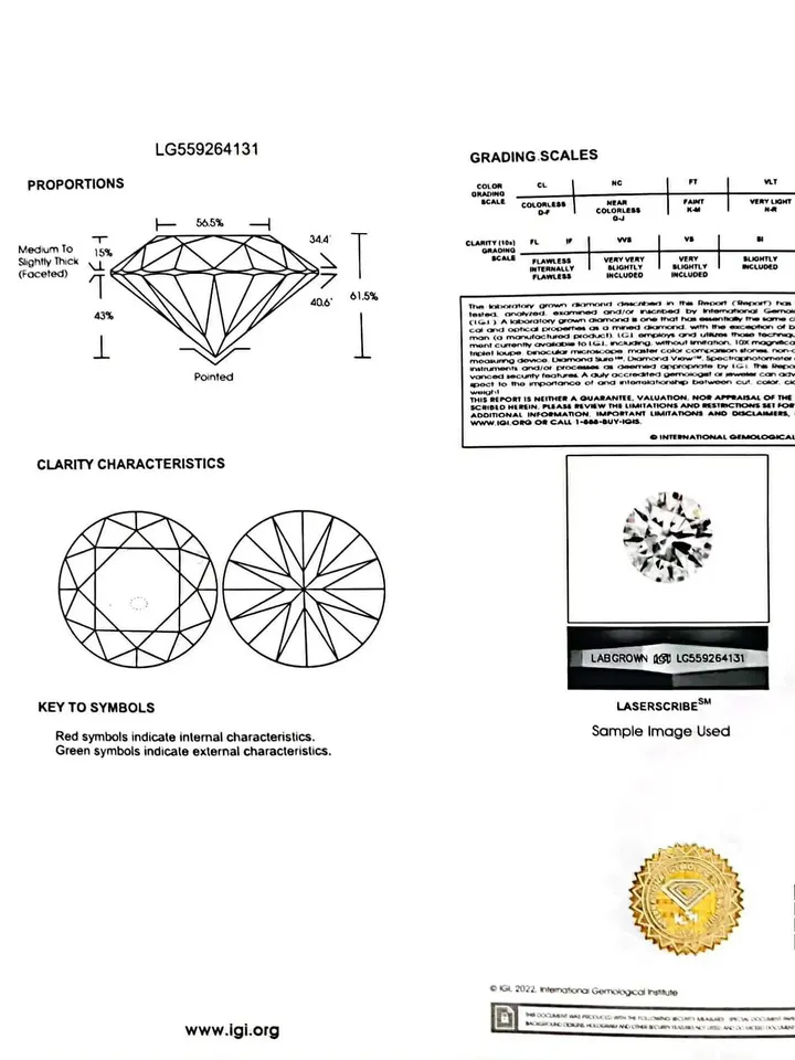 2.1 Carat Round Brilliant Cut Lab Diamond / G Color VS2 Lab Grown Diamond / Certified Round Diamond For Engagement Ring