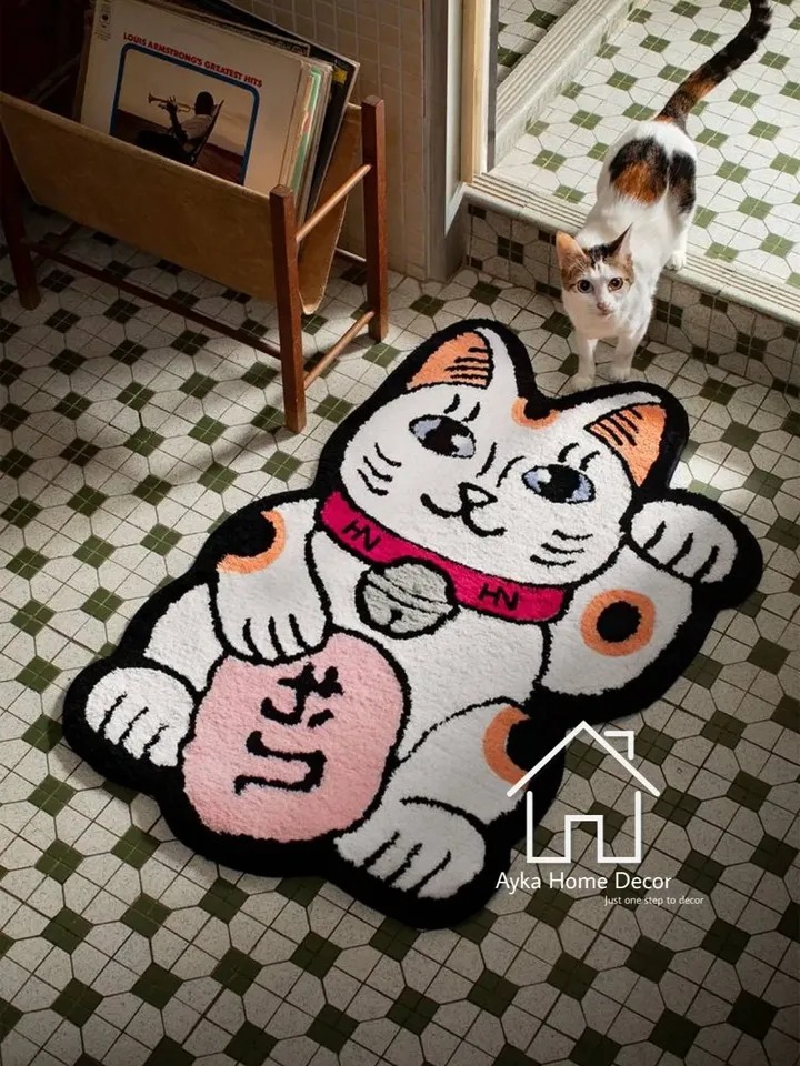 Kitty Cat Soft  Woolen Area Rug By Ayka For Hall Kitchen Living Room Bed Room Bath Room Dining Room Kids Room Carpet / Christmas Gift