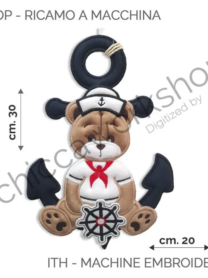 ITH Teddy Marinaio - Ricamo a macchina con tutorial
