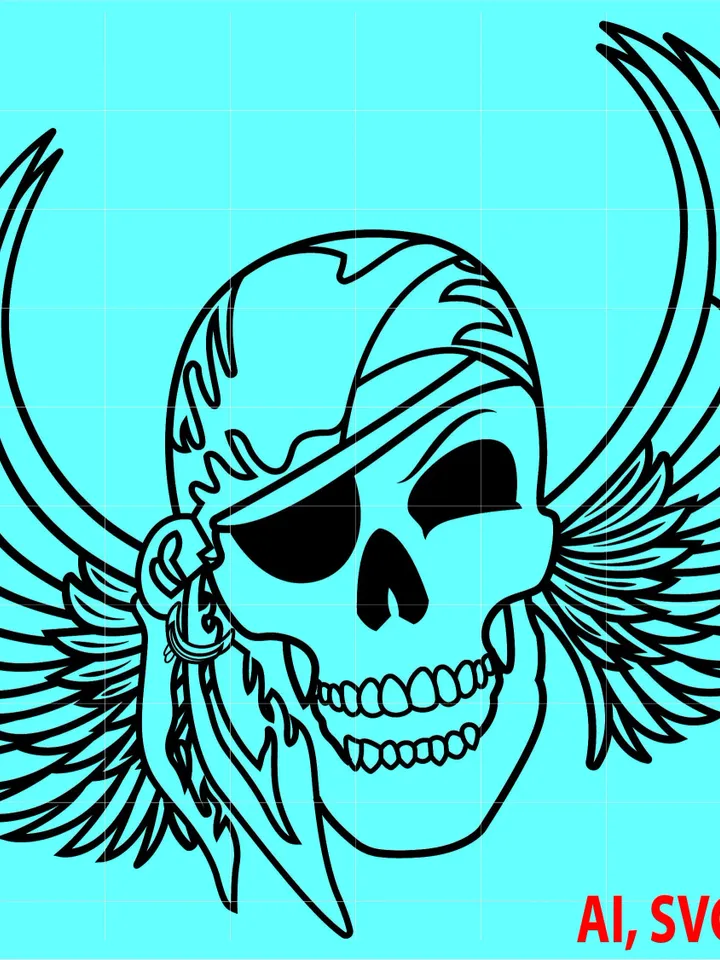 Flying Pirate Custom, Ai, Vector, SVG, DXF, PNG, Digital
