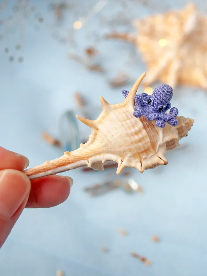 Tiny baby OCTOPUS, Micro miniature sea animal octopus, Nautical decor for dollhouse or diorama, Gift idea for diver