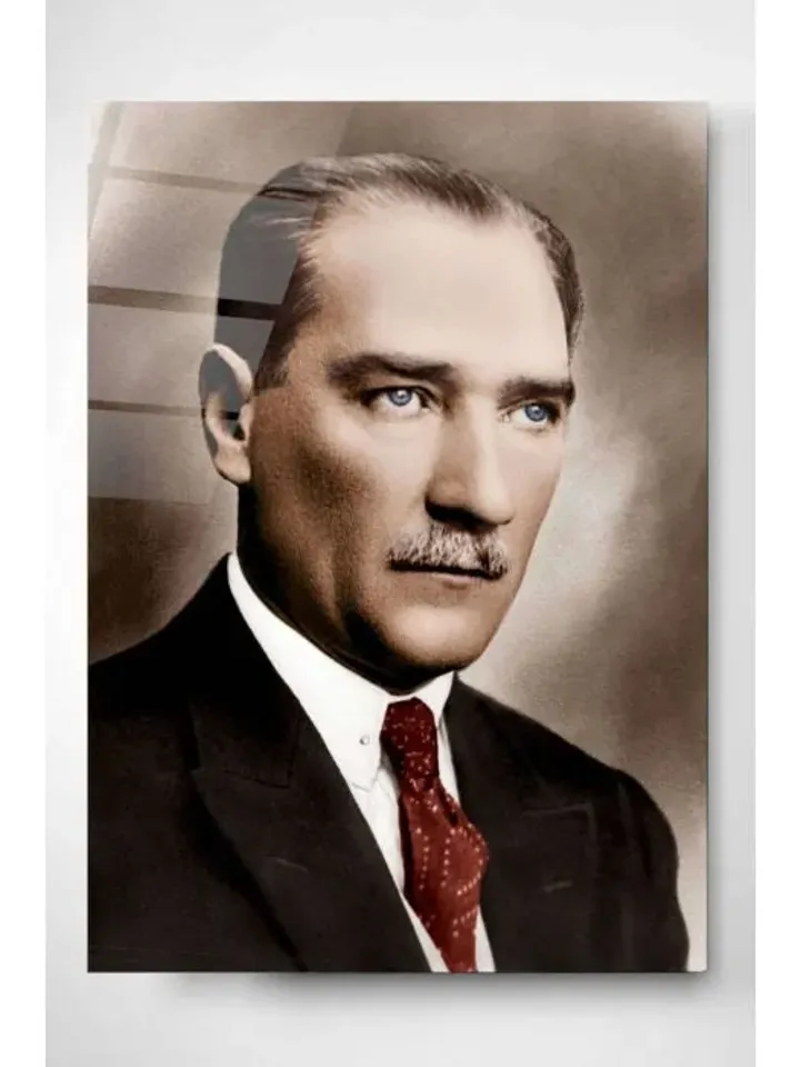Atatürk Tempered Glass Printing Wall Art , Natural And Vivid Wall Decor , Modern Wall Art, Extra Large Wall Art