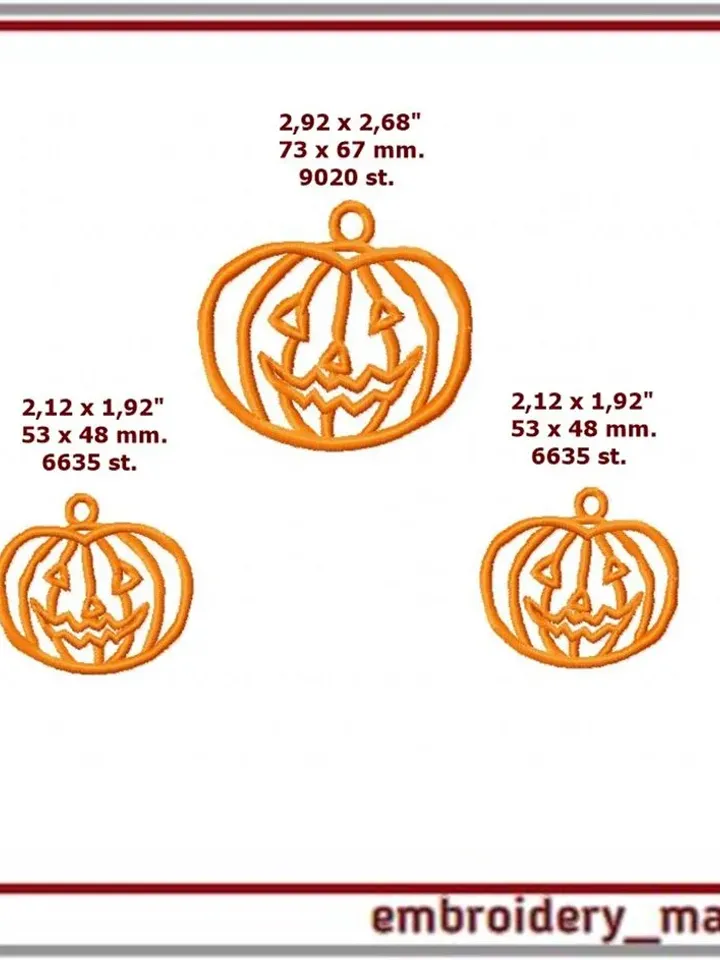 In the hoop FSL embroidery pumpkin pendant earrings Key fob