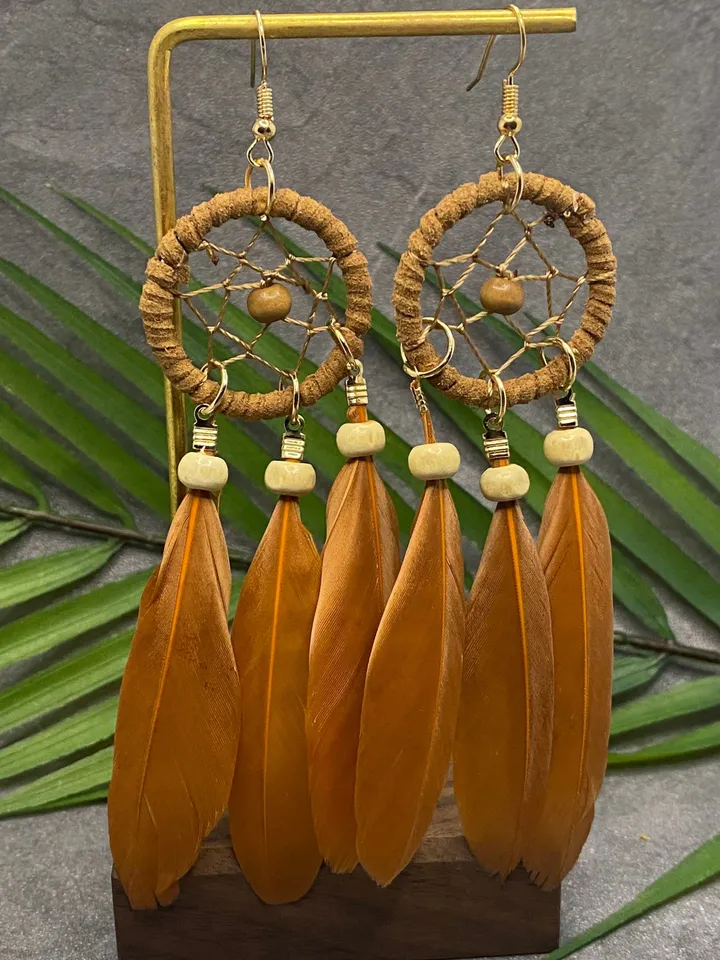 Brown Dreamcatcher Earrings, dream catcher earrings, dreamcatcher earrings, hippie earrings, dream catcher earring