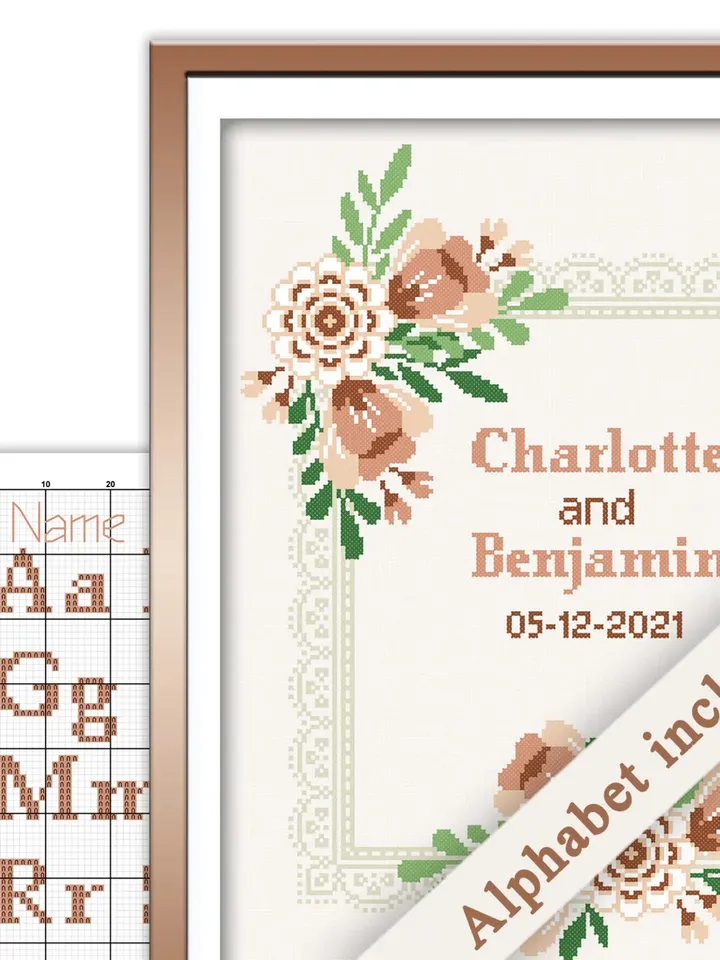 DIY. Wedding cross stitch pattern. Anniversary Cross stitch pattern.