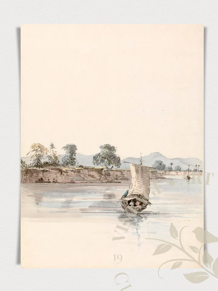 Muted Coastal Wall Art Vintage Print, Sailboat Watercolor Painting Downloadable, PRINTABLE Decor | 68