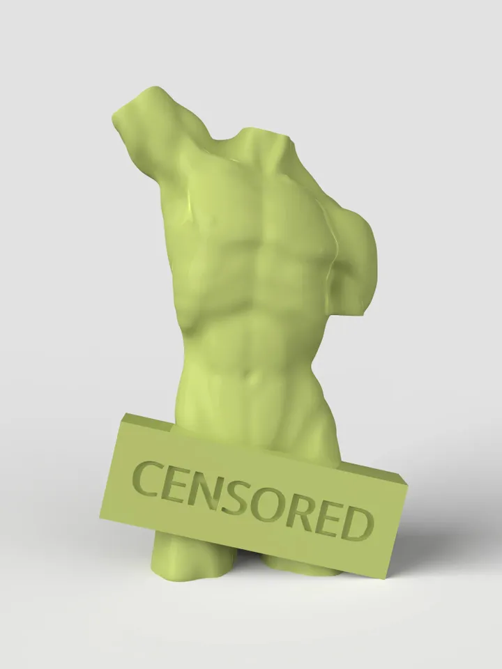 3D Model STL CNC Router file 3dprintable Torso Censored Statuette