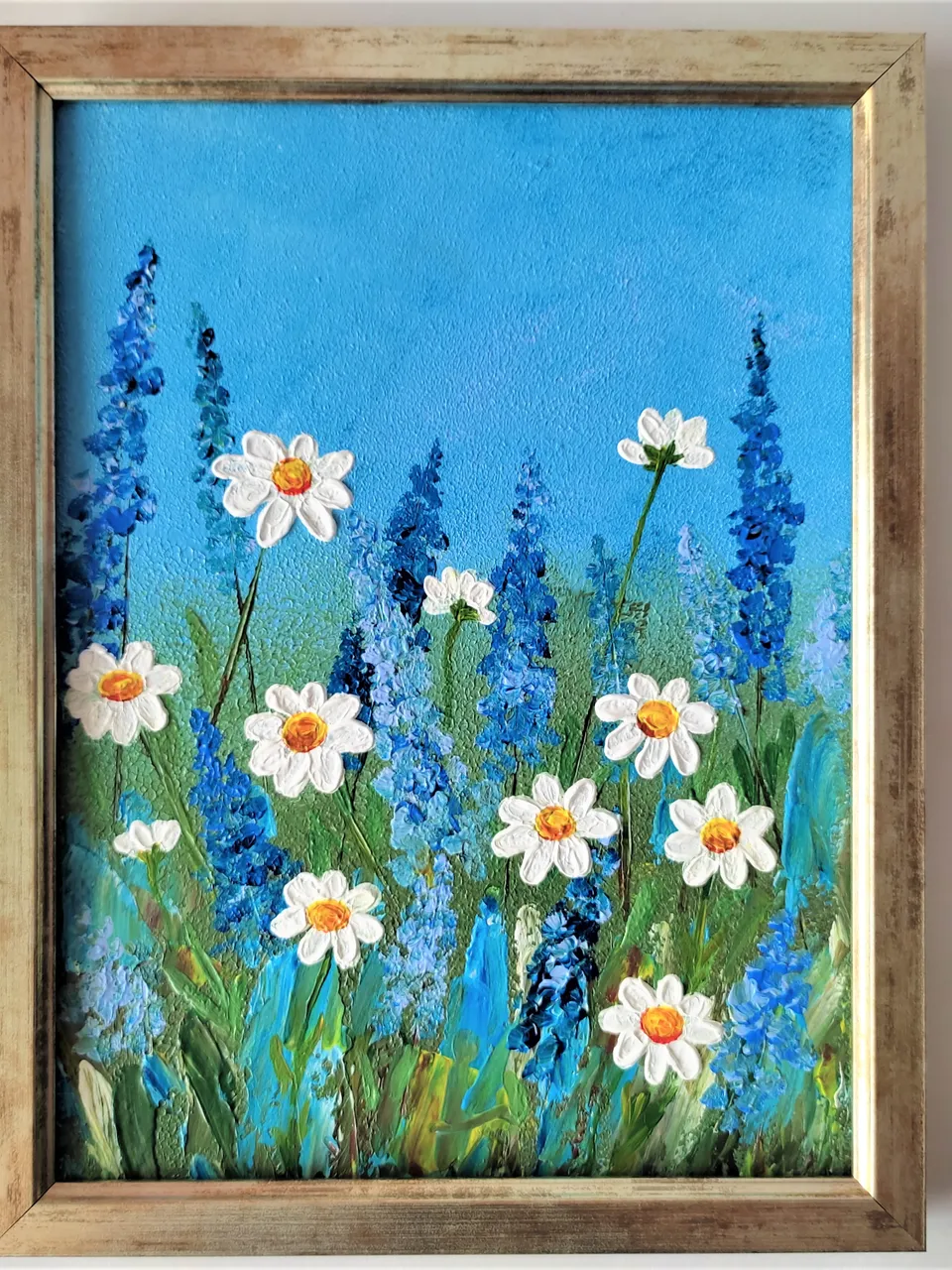 Field of Daisies original painting Daisies palette knife painting
