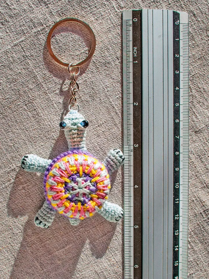 Miniature crochet turtle multicolor, Anxiety pet turtle, Turtle keychain or Car mirror pendant, Colorful Squishy toy