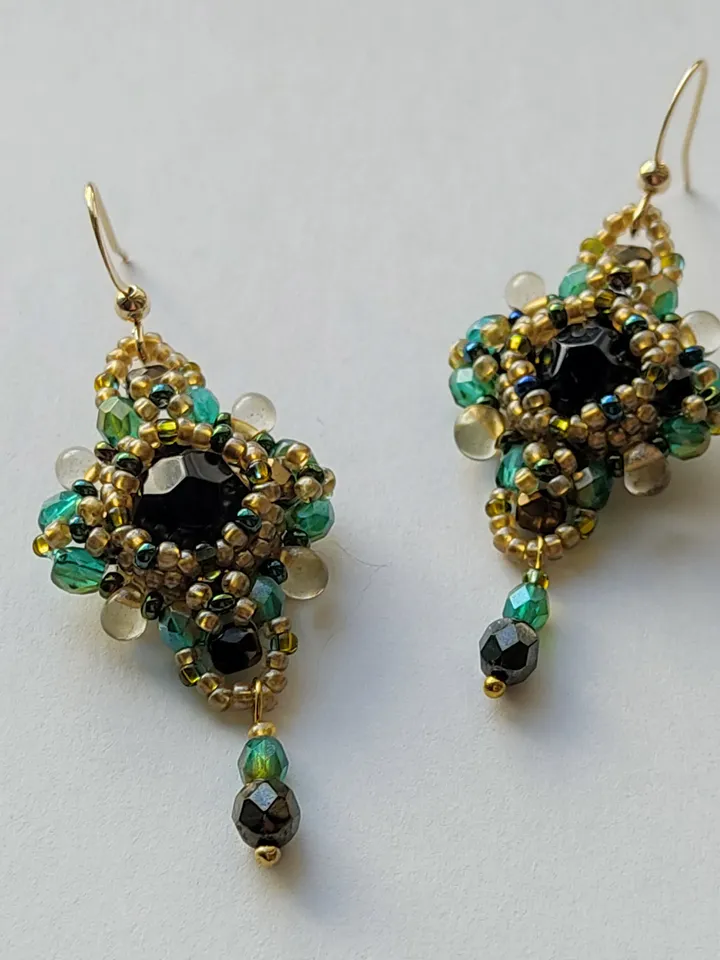 Black agate earrings beaded earrings dangle earrings boho earrings like vintage Victorian