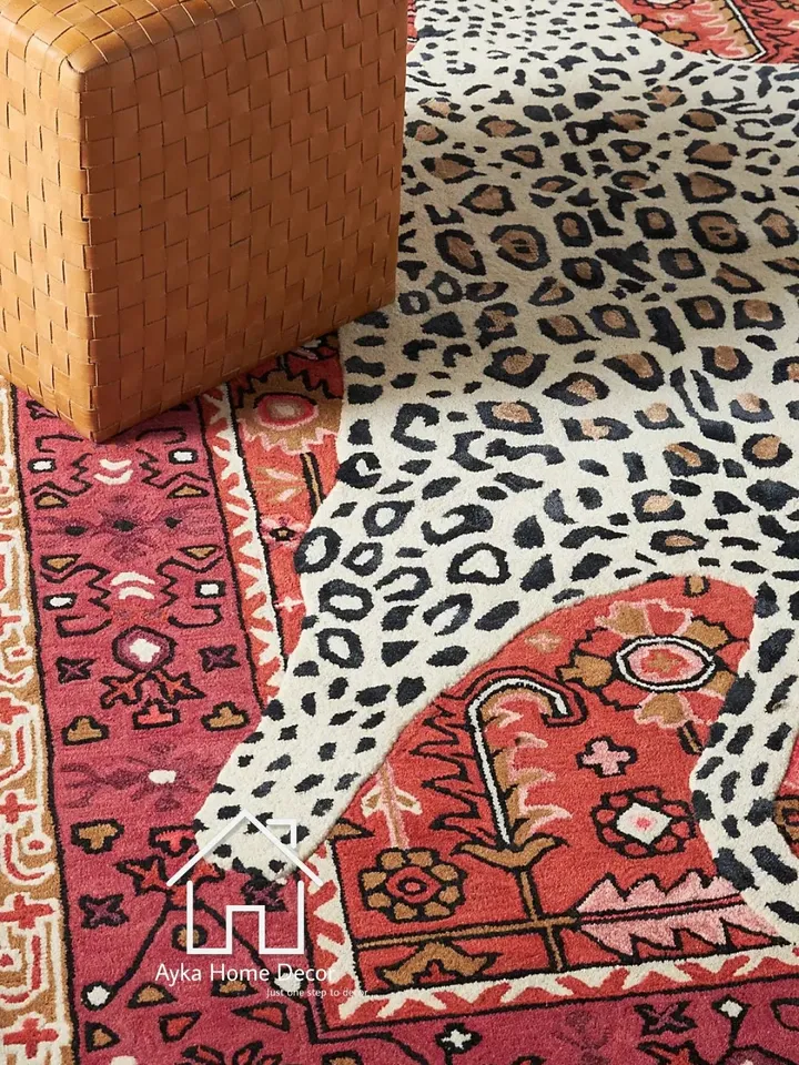 Leopard 100% Handmade Woolen Area Rug For Hall Kitchen Living Room Bed Room Dining Room Kids Room Carpet / Chita Rugs /Animal Rugs Christmas
