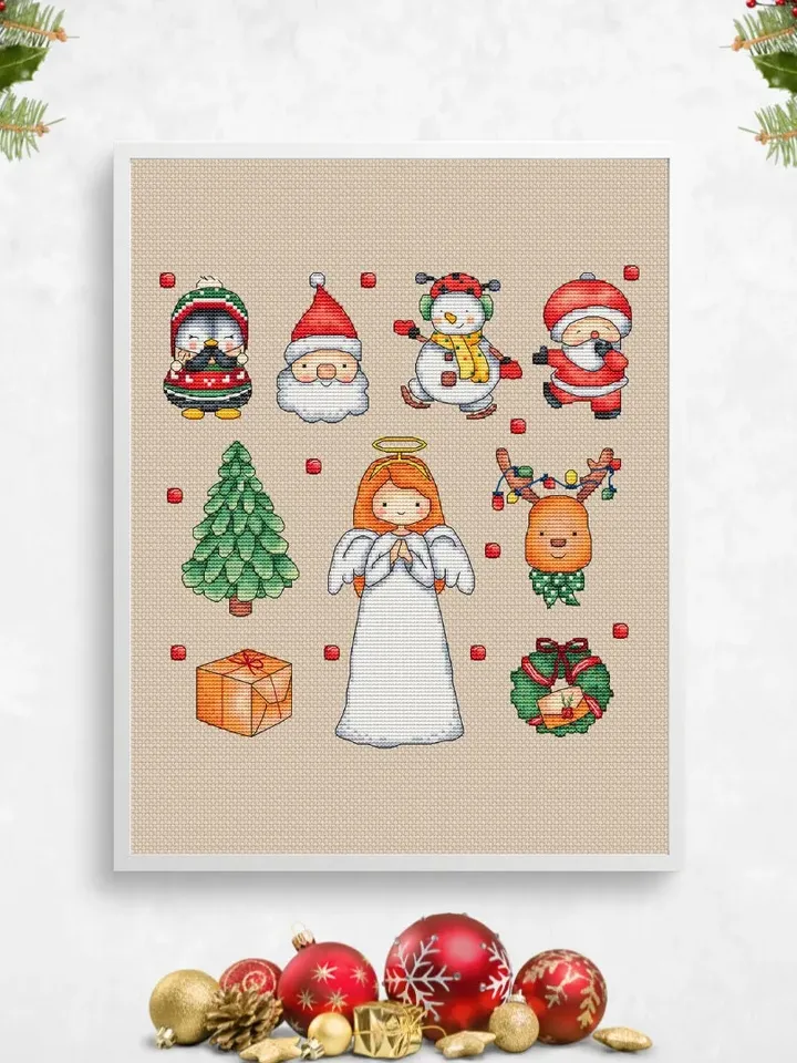 Christmas Sampler Cross Stitch Pattern, Christmas Cross Stitch Chart, Merry Christmas sampler PDF Instant Download