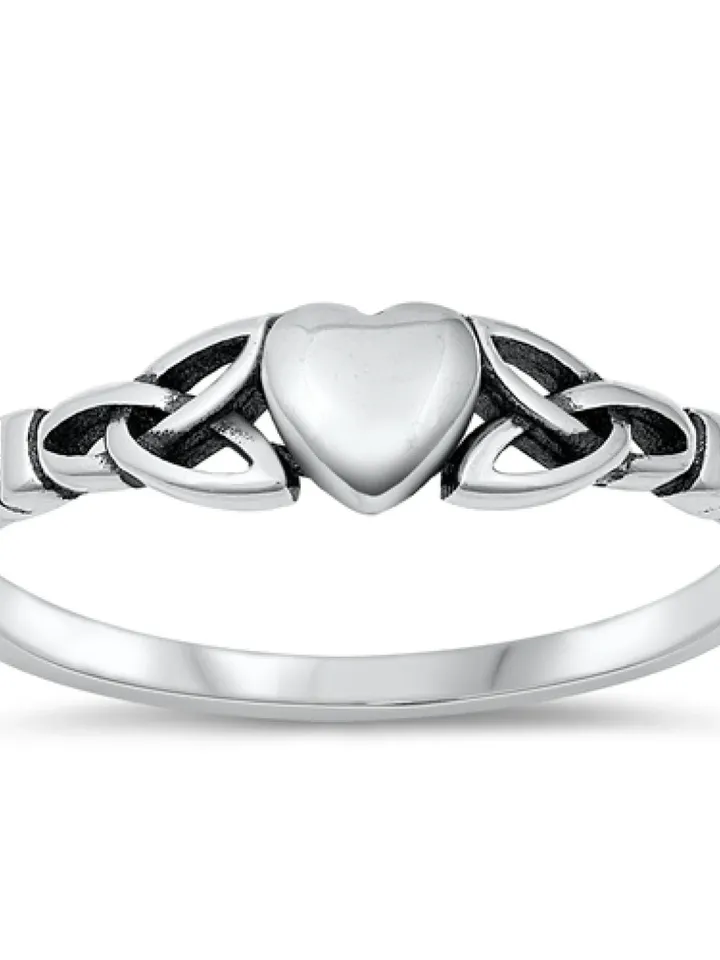 Irish Ring, Irish Heart Ring, Celtic Ring, Toe Ring, Thumb Ring, Sterling Silver Heart Ring, Celtic Love Loyalty Friendship Size 4 to 10