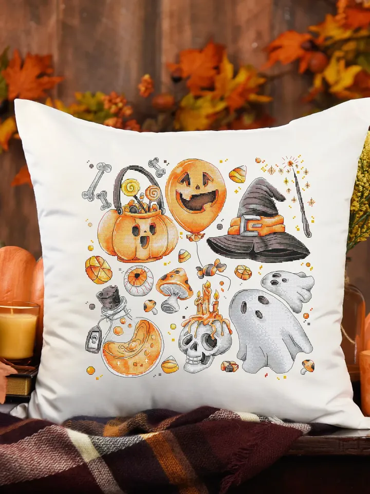 Halloween Cross Stitch Pattern PDF, Cross Stitch Sampler, Halloween Cross Stitch Chart Instant Download, Halloween Embroidery Pattern Pdf