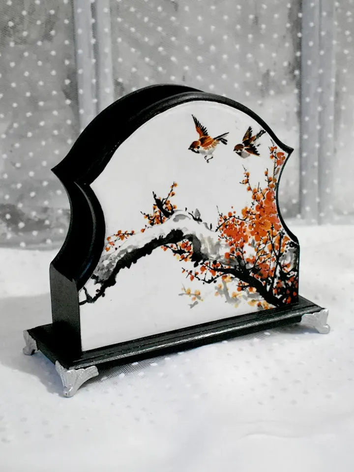 Square Napkin stand, Napkin holder for table setting with the image of Japan