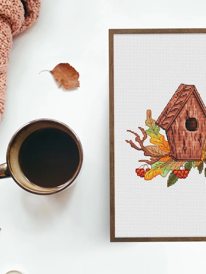 Bird house Cross Stitch Pattern, House Cross Stitch Pattern, Birdhouse Cross Stitch, Autumn Cross Stitch Pattern, Instant Download PDF