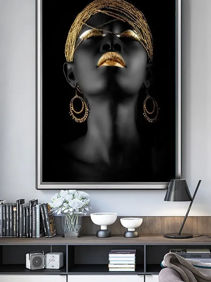 African woman  Print on Canvas , Floating Frame Option, Modern Wall Art, Extra Large Canvas Wall Art